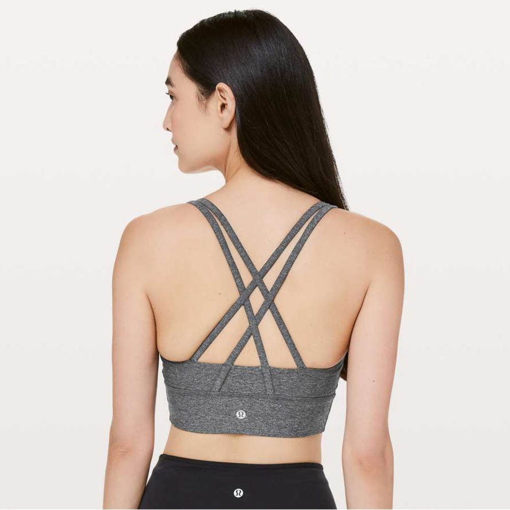 Lululemon Energy LongLine Sports Bra Heathered Black - Size 6 (M)